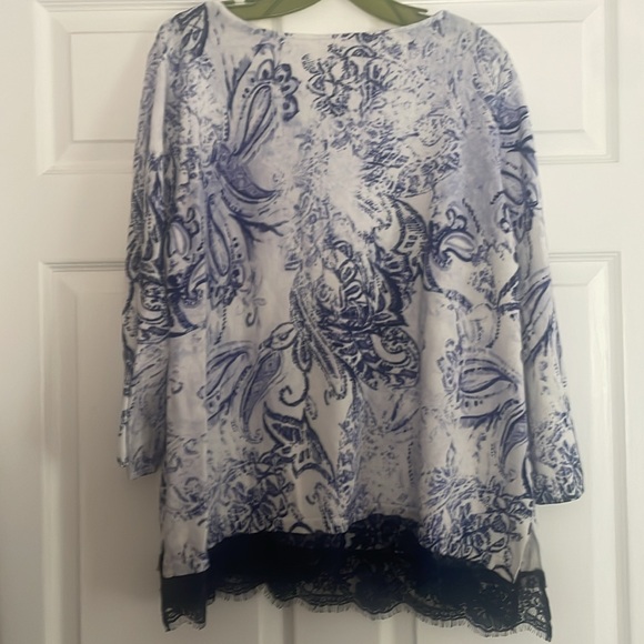 Chico’s Lace Trim Pullover Sweater Sz 4 Paisley - Picture 2 of 5